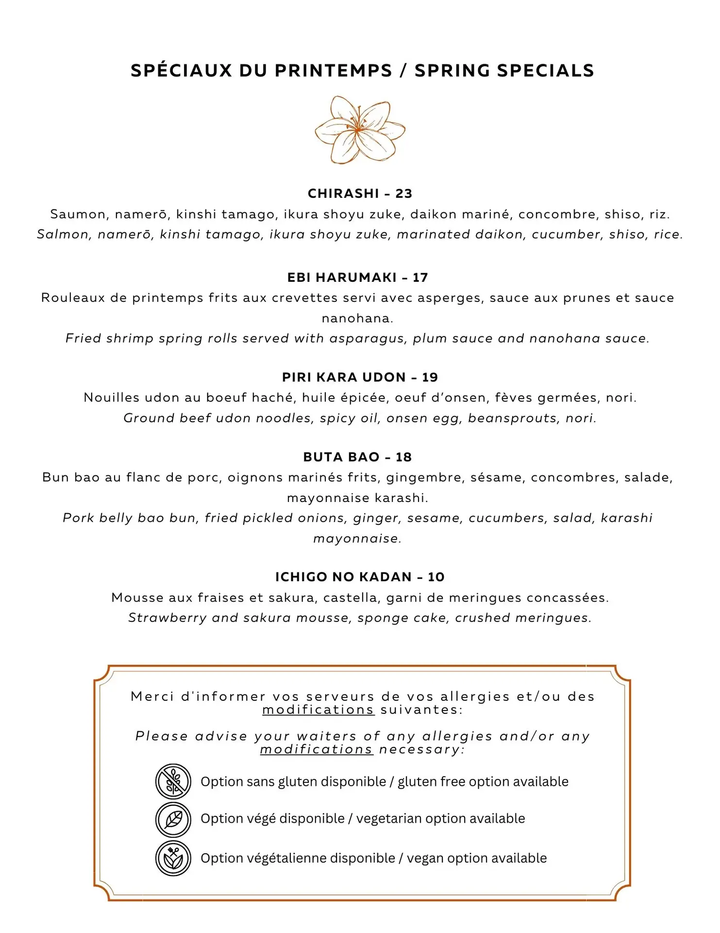 Ichigo food menu 1 2